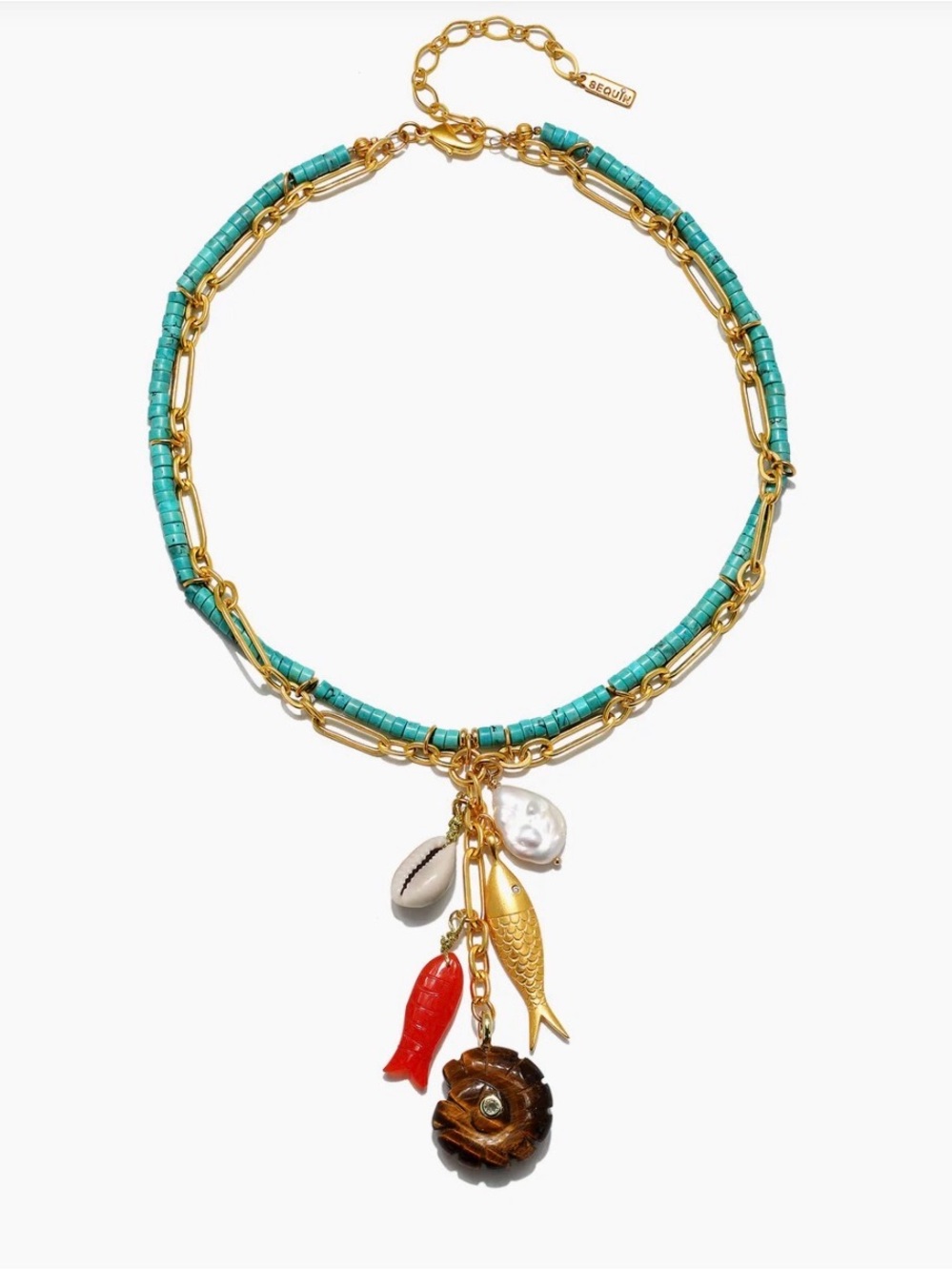 Sequin Cameron Necklace with Beads and Multi Chain